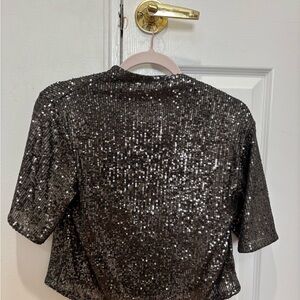 H&M Shimmering Black Sequin Blouse